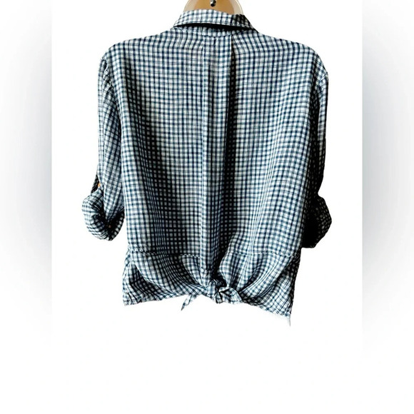 Ladies Cloth & Stone Anthropologie Split Back Collared Shirt Check, Size M - Picture 5 of 8